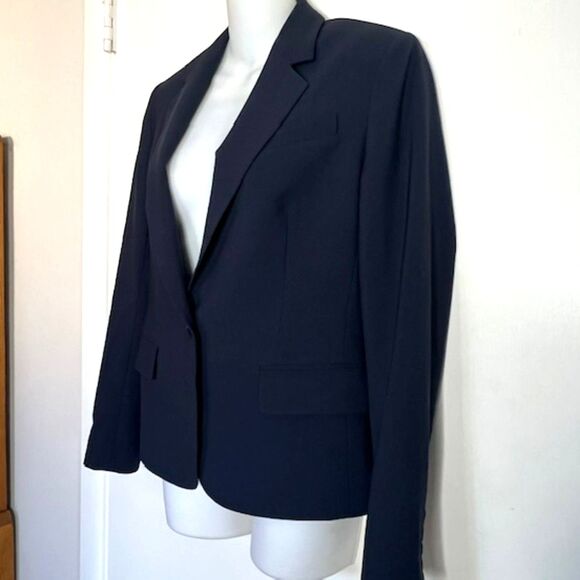 NWOT THEORY SEVONA NAVY STRETCH WOOL ONE BUTTON BLAZER SIZE 2 MSRP $395 - Picture 7 of 13